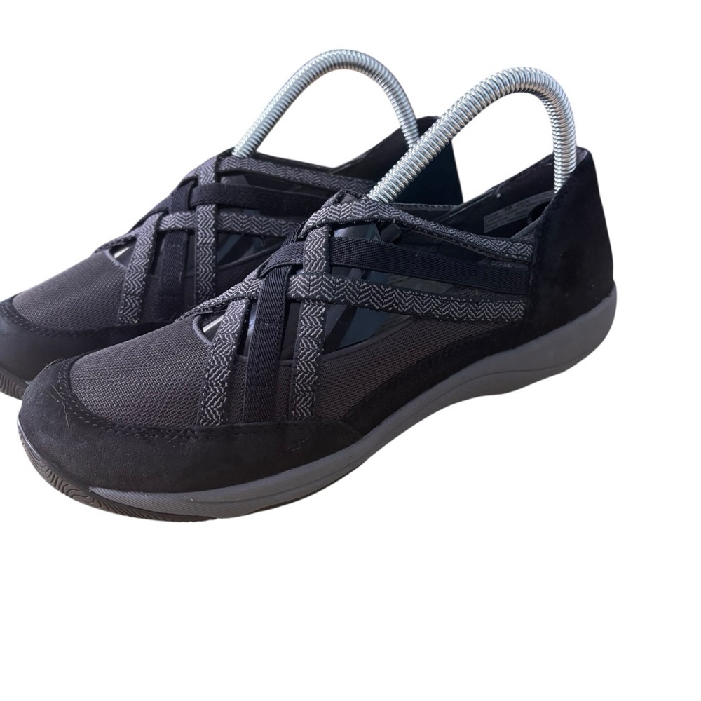 Dansko Hilde Cross Strap Black Suede Slip-On Shoes – Women’s Sz 8 /EU 38